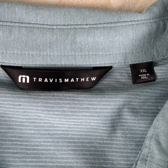 Travis Mathew Men's XXL Polo Teal with Floral Stripe - Picture 6 of 8